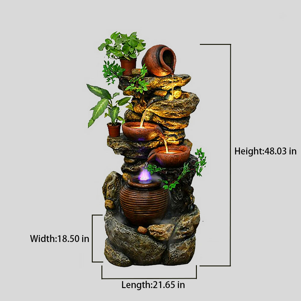 Rockery With Clay Pot Indoor Waterfall