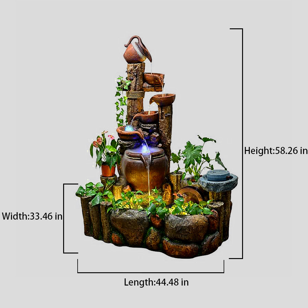 Large Indoor Waterfall With Feng Shui Wheel