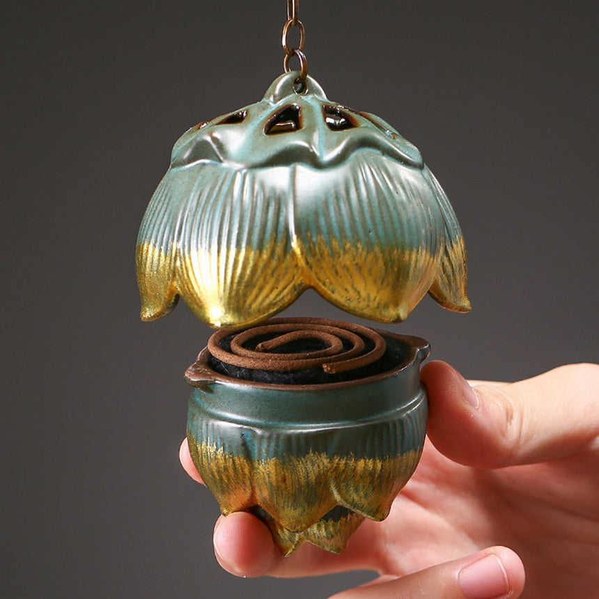 Lotus Ball Backflow Incense Burner With Light