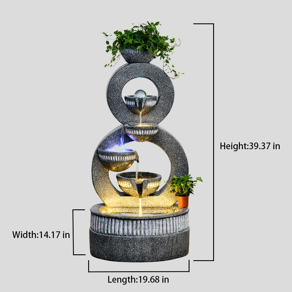 Gray Simple Indoor Fountain With Fish Tank
