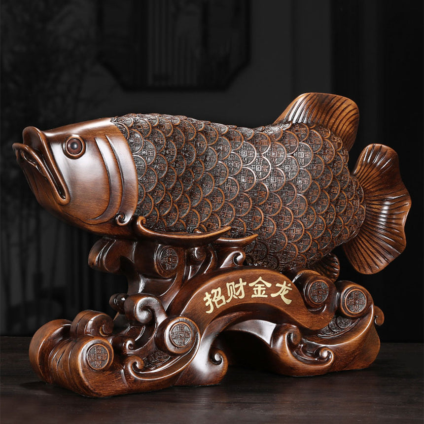 Ebony Wood Golden Dragon Fish