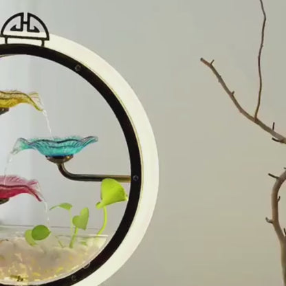 Stained Glass Lotus Leaf Water Fountain Can Raise Fish