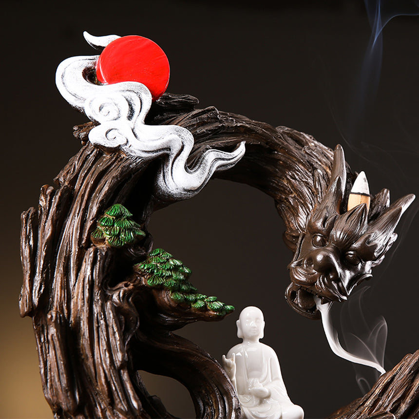 Dragon And Monk Backflow Incense Burner