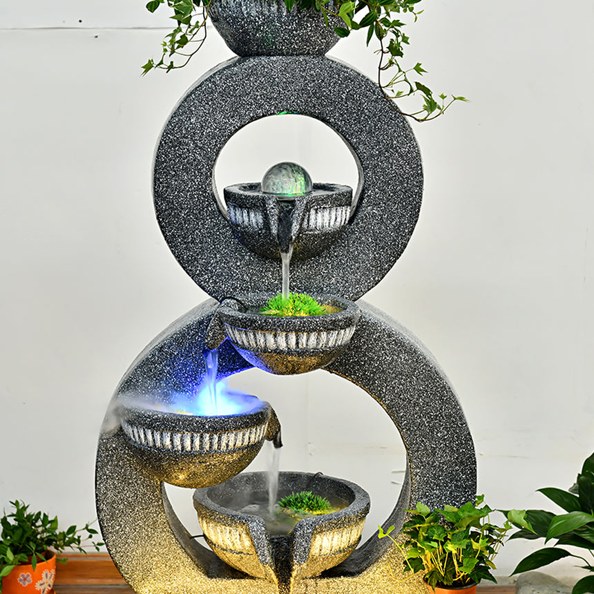 Gray Simple Indoor Fountain With Fish Tank