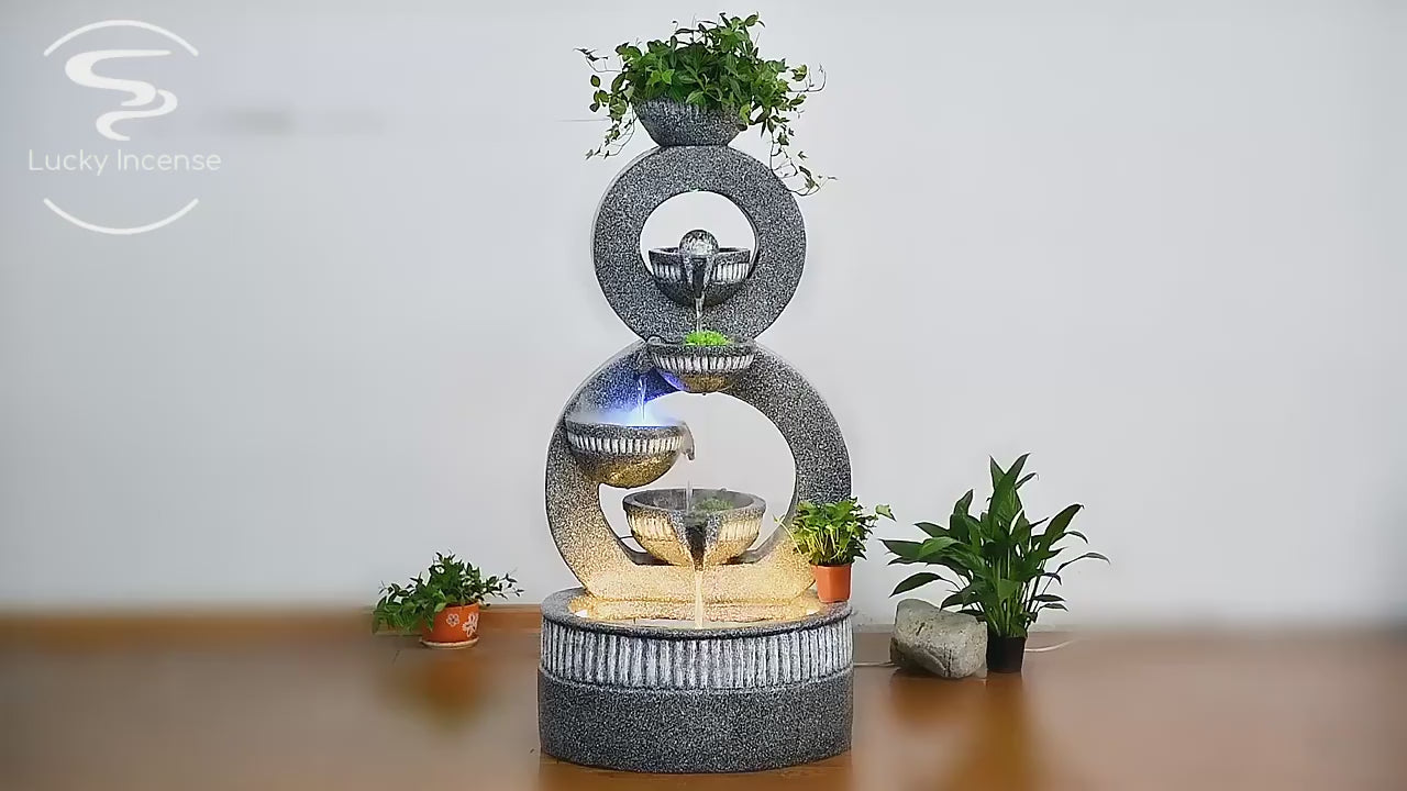 Gray Simple Indoor Fountain With Fish Tank