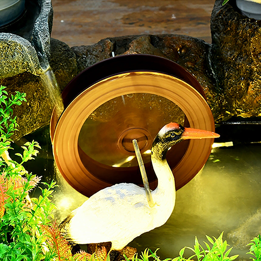 Stone Mill Feng Shui Wheel Indoor Waterfall With Fish Pond