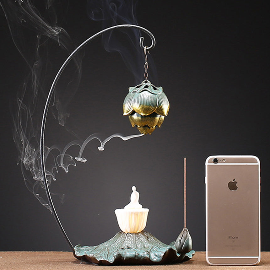 Lotus Ball Backflow Incense Burner With Light