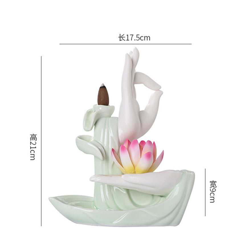 Buddha's Hands Lotus Backflow Incense Burner