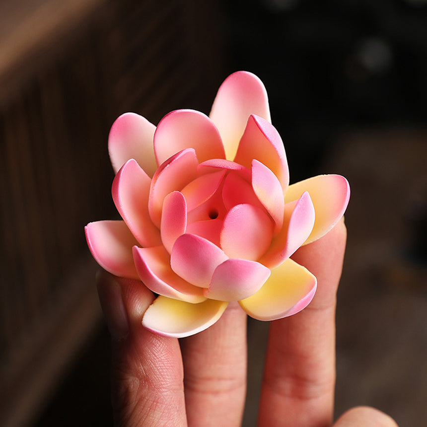 Lotus Flower With Hand Backflow Incense Burner