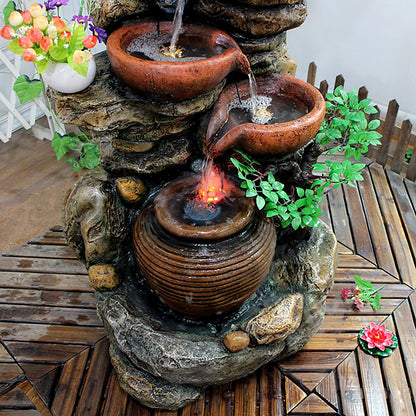 Rockery With Clay Pot Indoor Waterfall