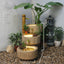 Japanese-Style Bamboo Fountain Waterfall With Idyllic Zen Flowing Water