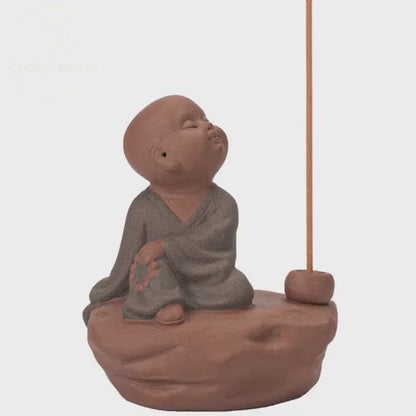 Clay Little Monk Stick Incense Burner