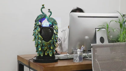 Peacocks Water Fountain With Crystal Ball