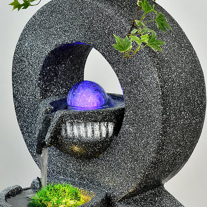 Gray Simple Indoor Fountain With Fish Tank