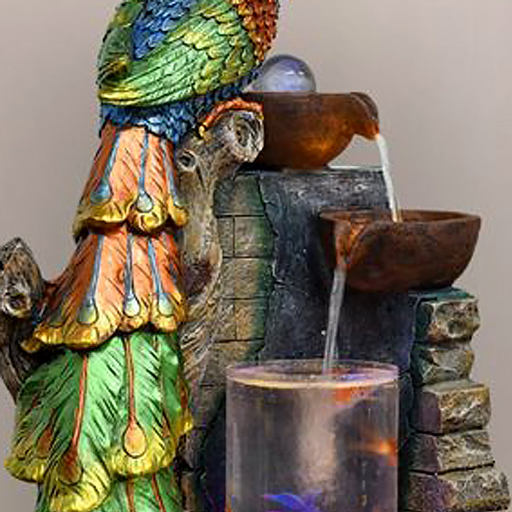 Peacock Rockery Running Water Indoor Waterfall With Fish Tank