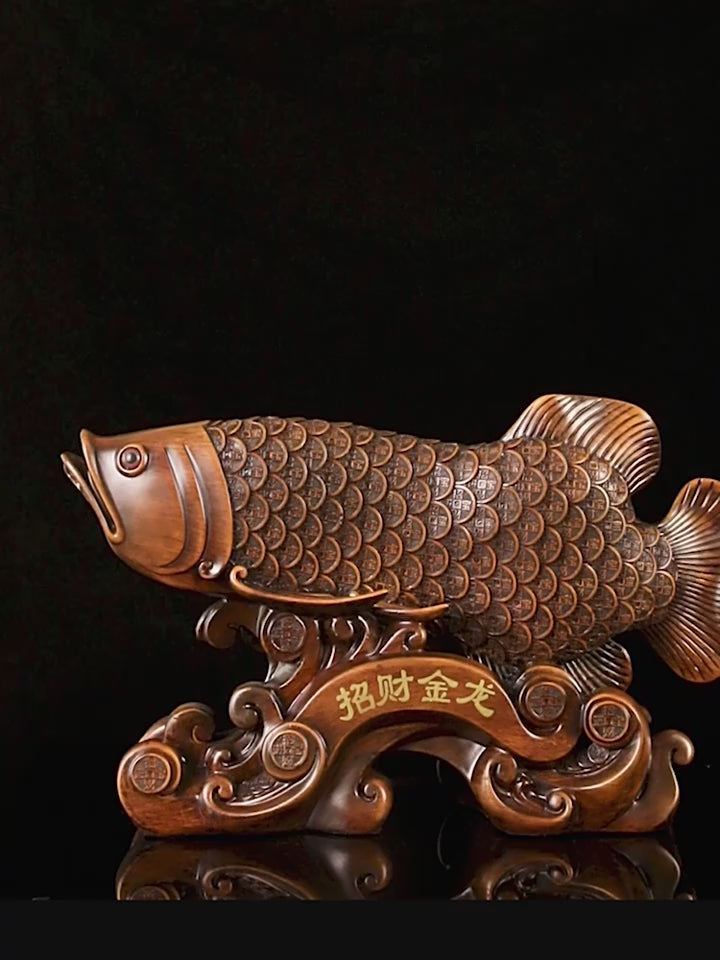 Ebony Wood Golden Dragon Fish