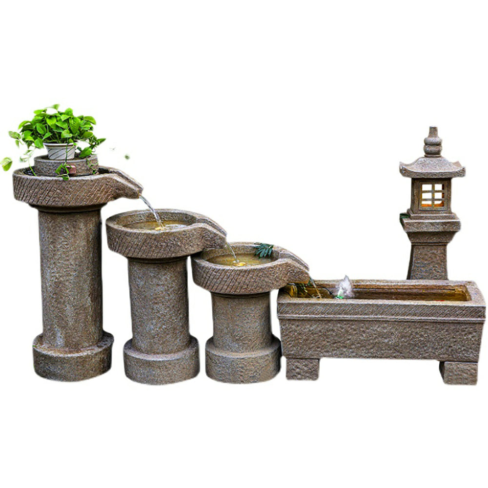 Chinese Stone Mill Water Fountain With Fish Pond