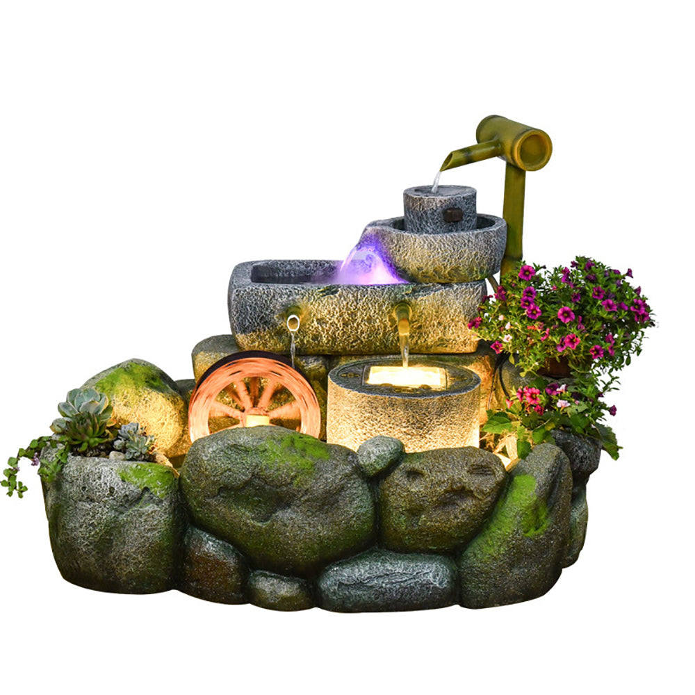 Chinese Style Rock Water Fountain With Fish Pond