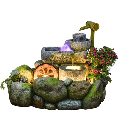 Chinese Style Rock Water Fountain With Fish Pond
