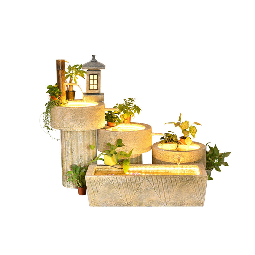 Japanese Style Pastoral Bamboo Flowing Water Waterfall