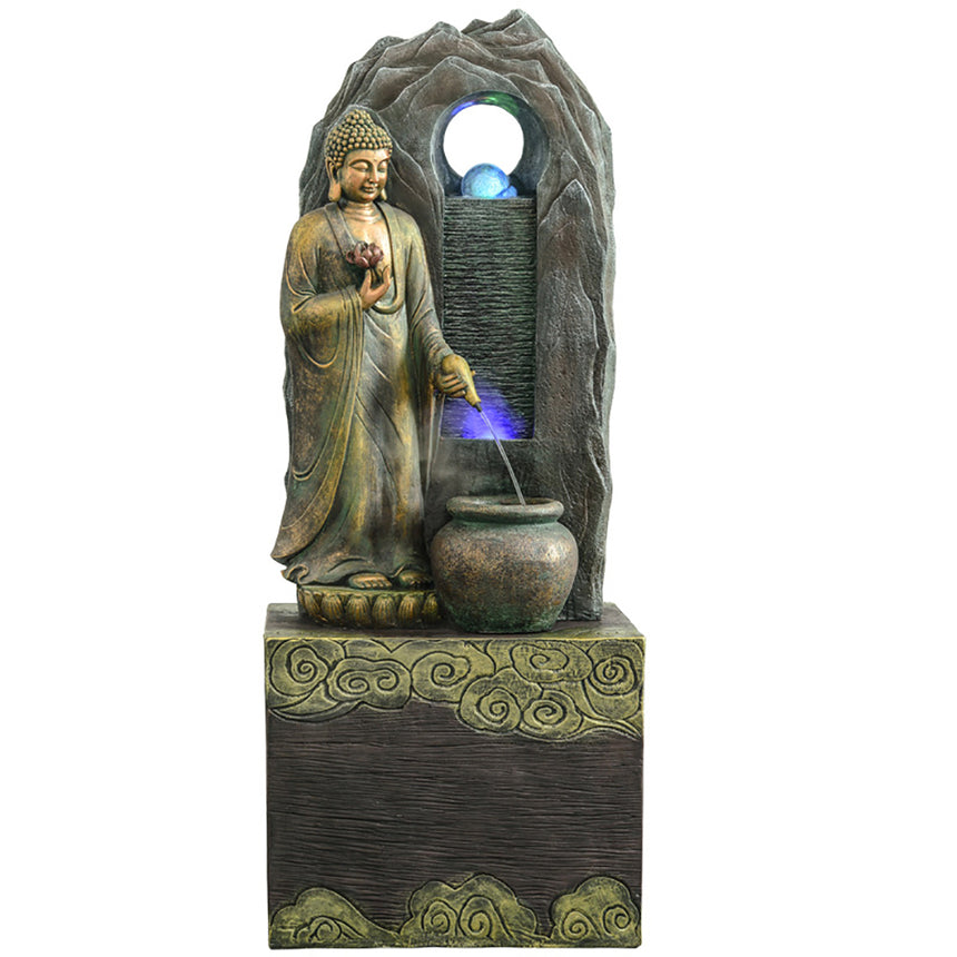 Zen Buddha Statue Flowing Water Waterfall Waterscape Decoration