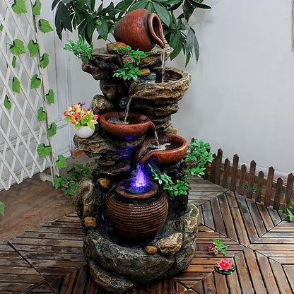 Rockery With Clay Pot Indoor Waterfall