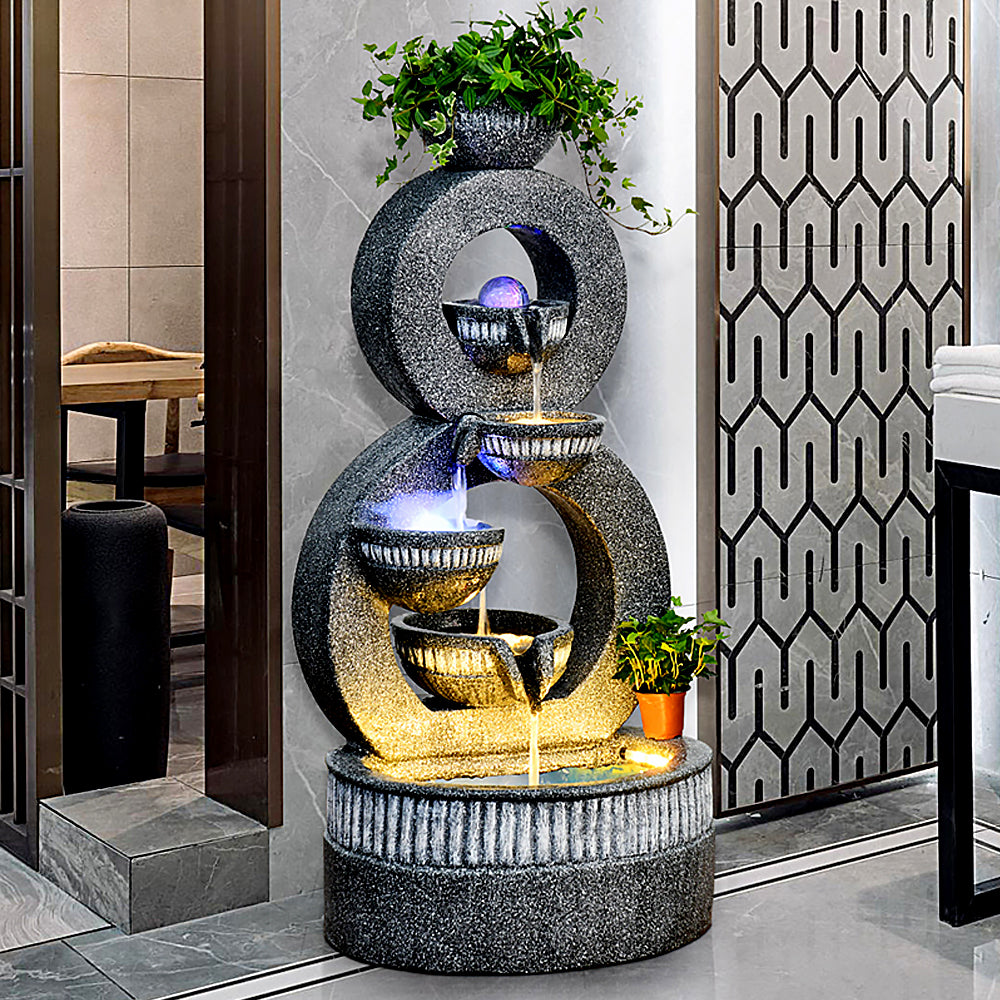 Gray Simple Indoor Fountain With Fish Tank