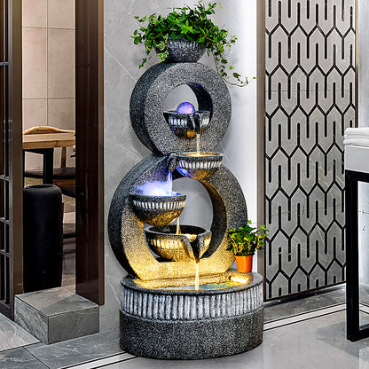 Gray Simple Indoor Fountain With Fish Tank