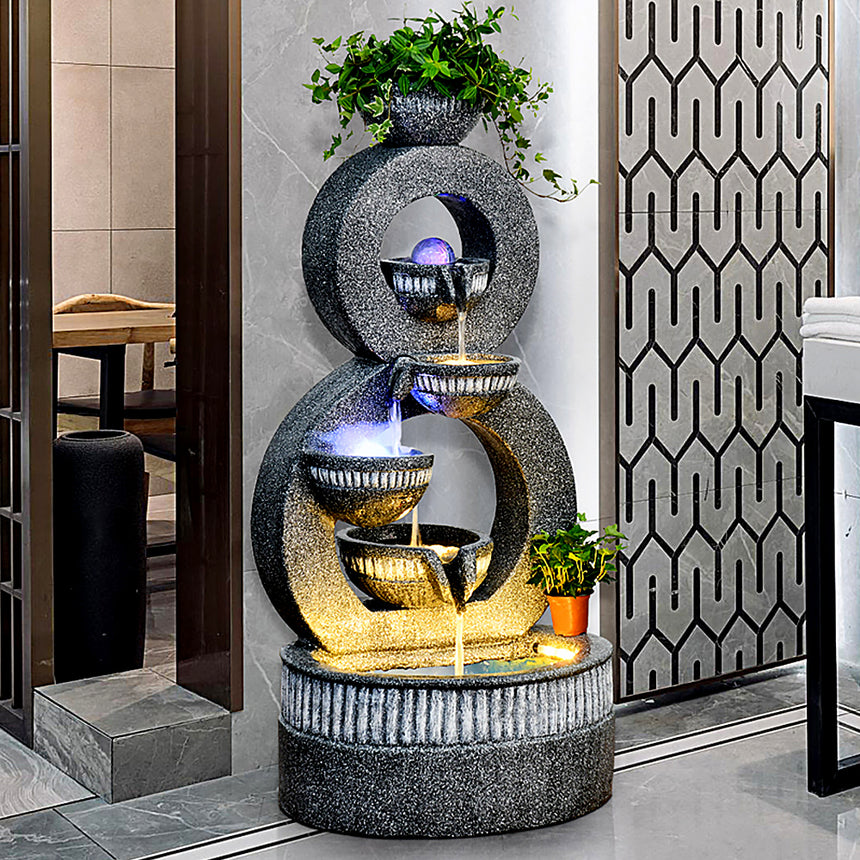 Gray Simple Indoor Fountain With Fish Tank