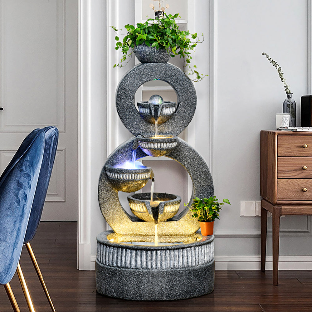 Gray Simple Indoor Fountain With Fish Tank