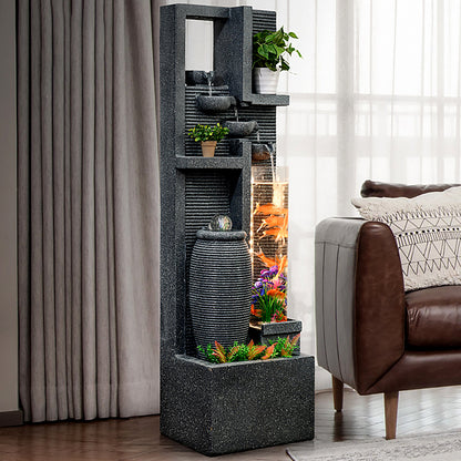 Gray Style Indoor Waterfall With Glass Water Pool