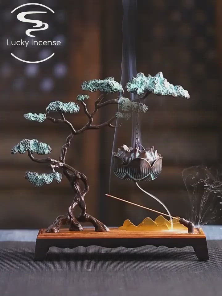 Guest-Greeting Pine Backflow Incense Burner With Bluetooth