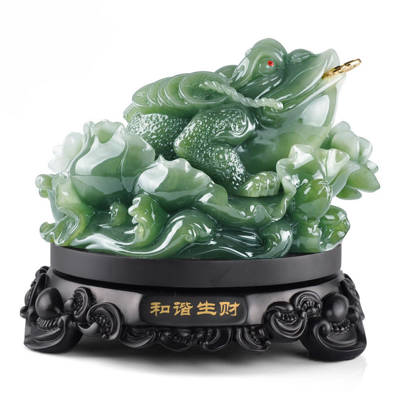 Green Lotus And Toad With Coin