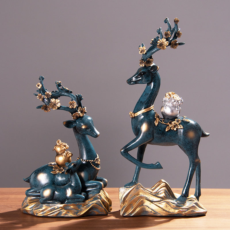 Feng Shui Blue Sika Deer Set