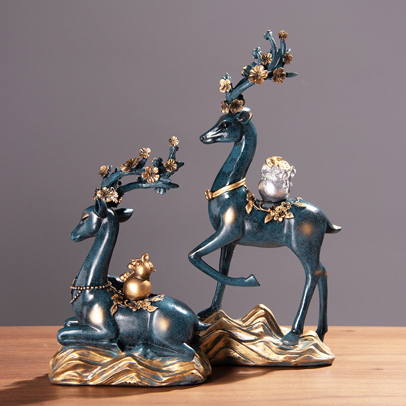 Feng Shui Blue Sika Deer Set