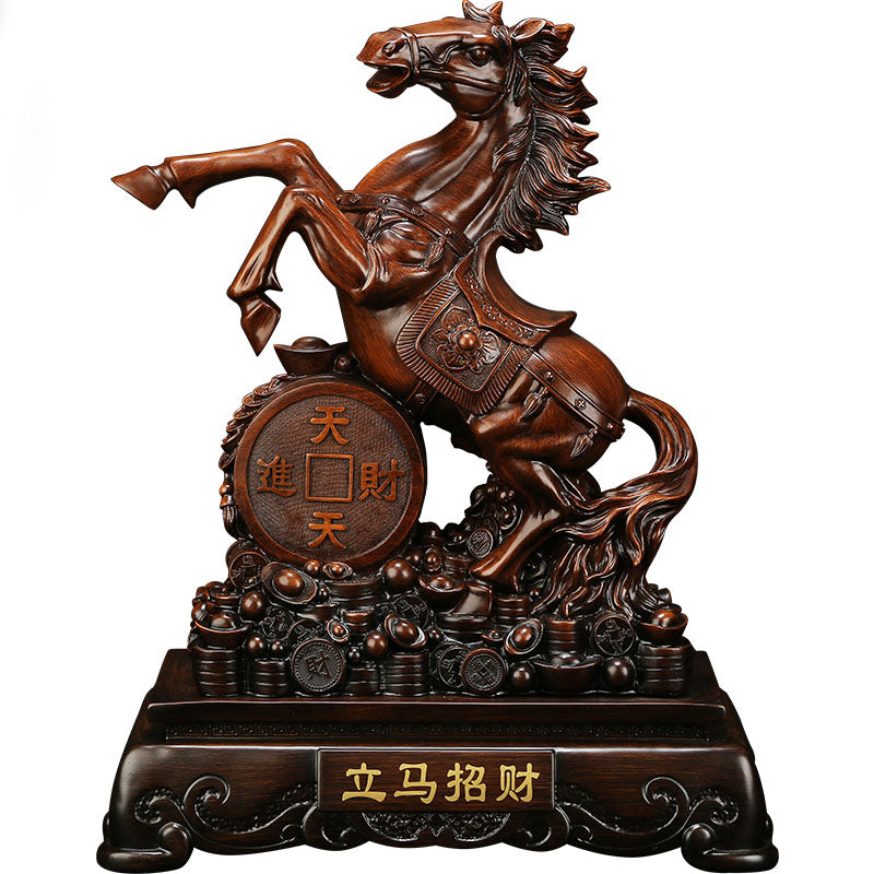 Golden Horse On Coins Stand