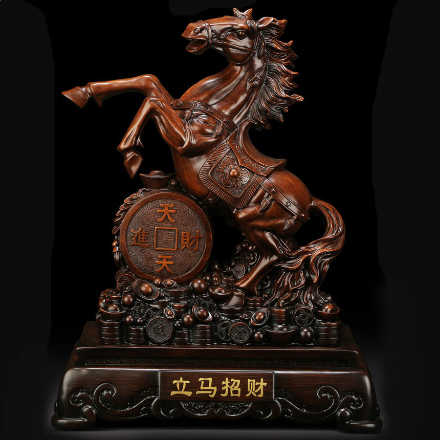 Golden Horse On Coins Stand