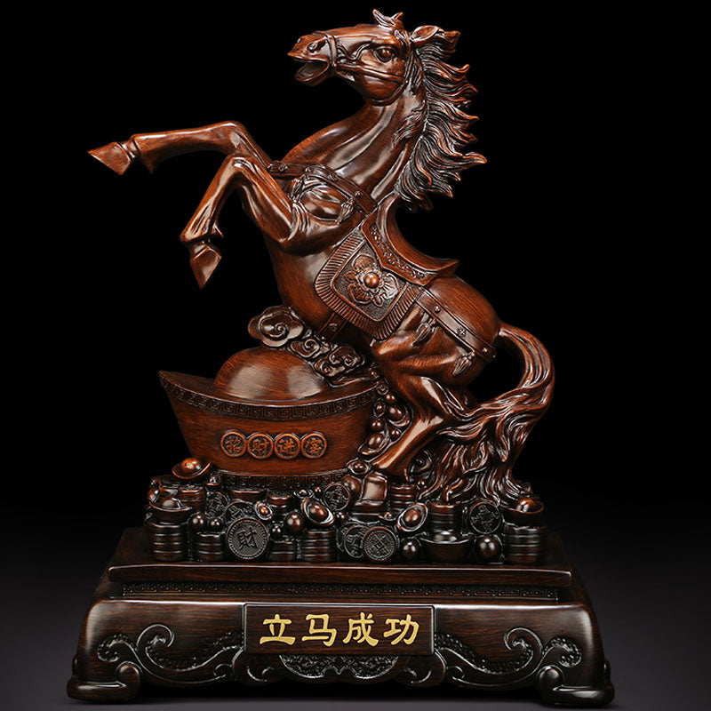 Golden Horse On Coins Stand