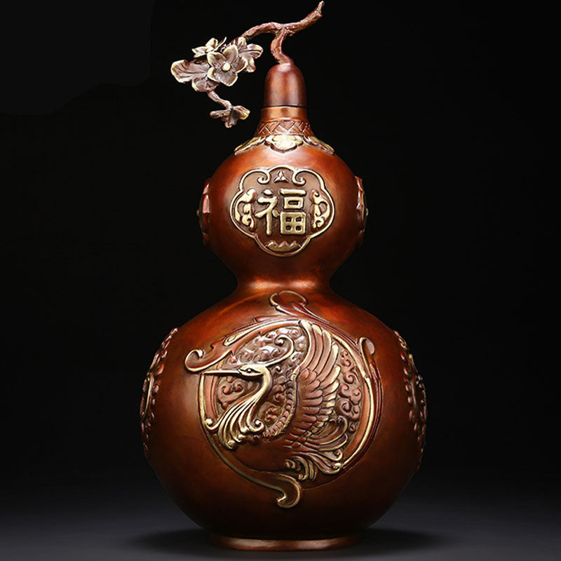 Copper Gourd With Dragon and Phoenix