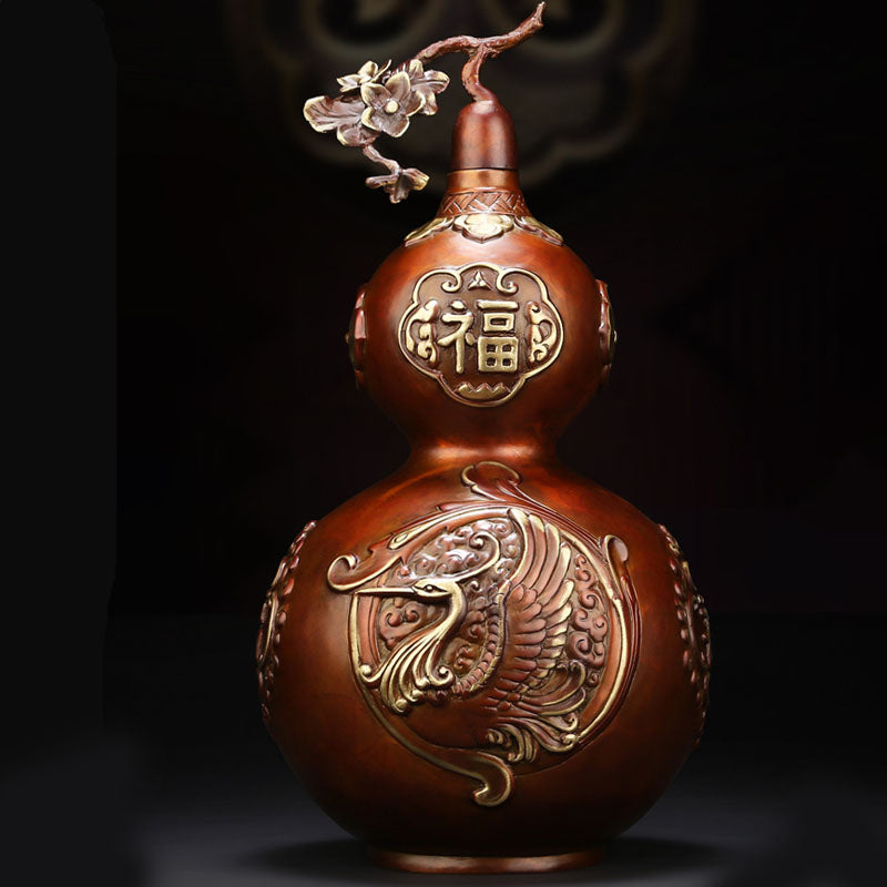 Copper Gourd With Dragon and Phoenix