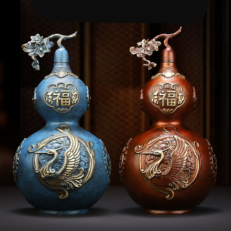 Copper Gourd With Dragon and Phoenix