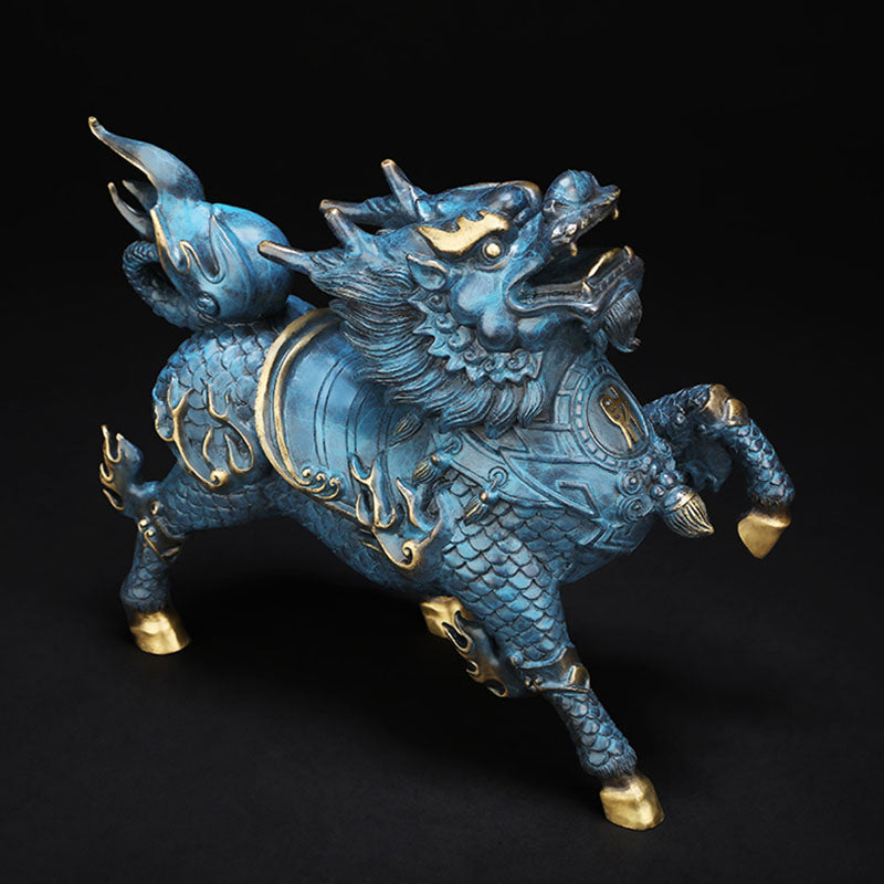 Blue Copper Feng Shui Kylin Set