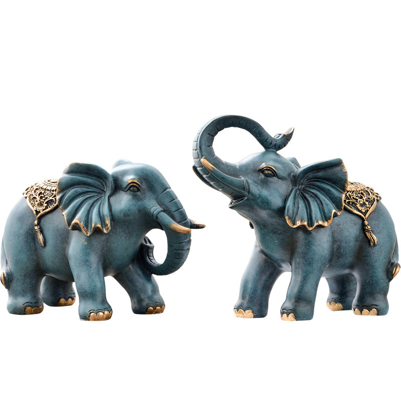 Blue Feng Shui Elephants Set