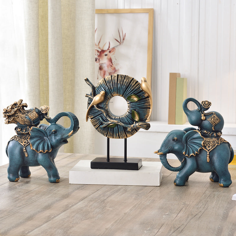 Blue Feng Shui Elephants Set