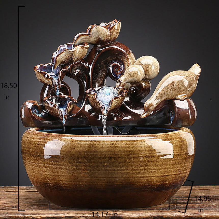 Lucky And Treasure Flowing Water Wealth Fountain Decoration