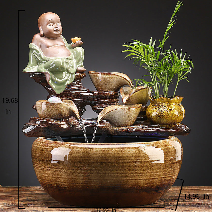 Lucky And Treasure Flowing Water Wealth Fountain Decoration
