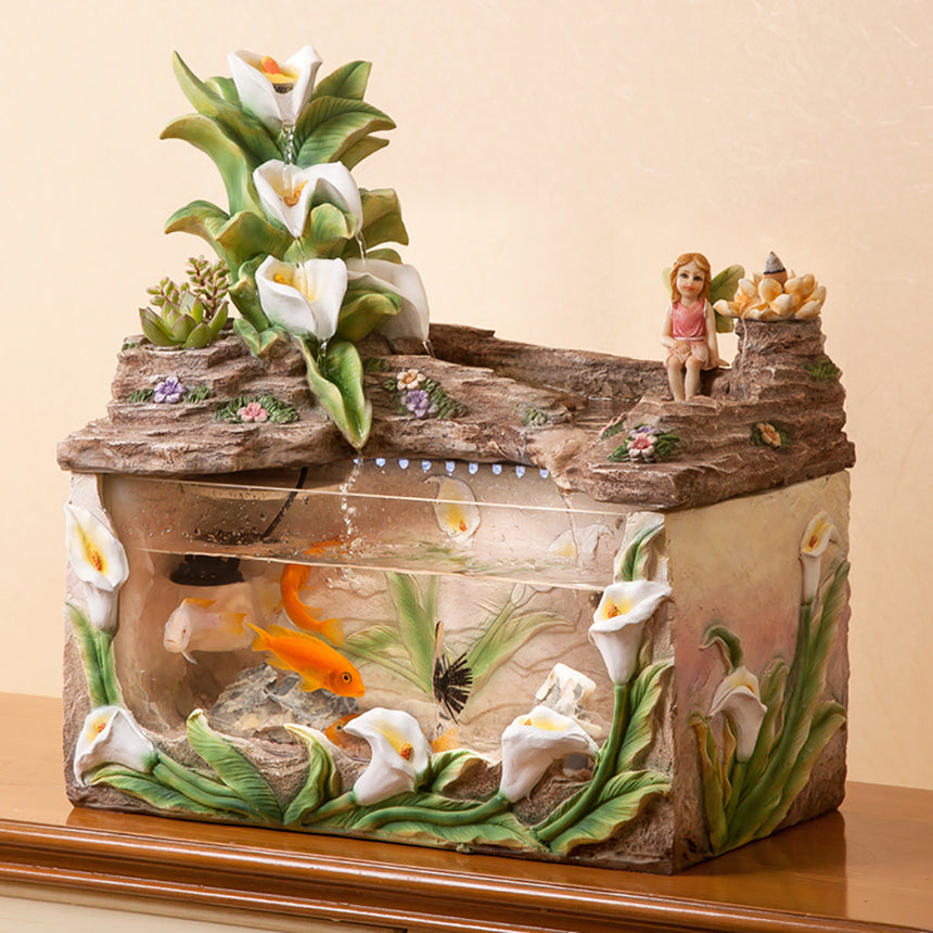 European Style Water Fountain With Fish Tank