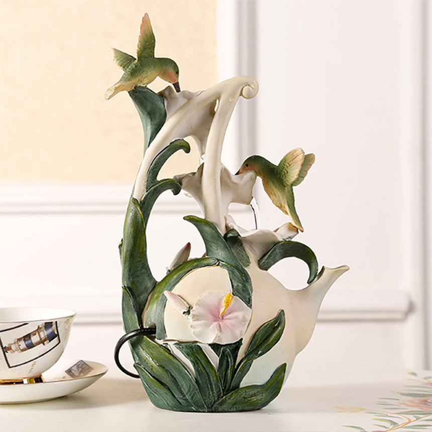 Hummingbird Lily Water Fountain Decoration