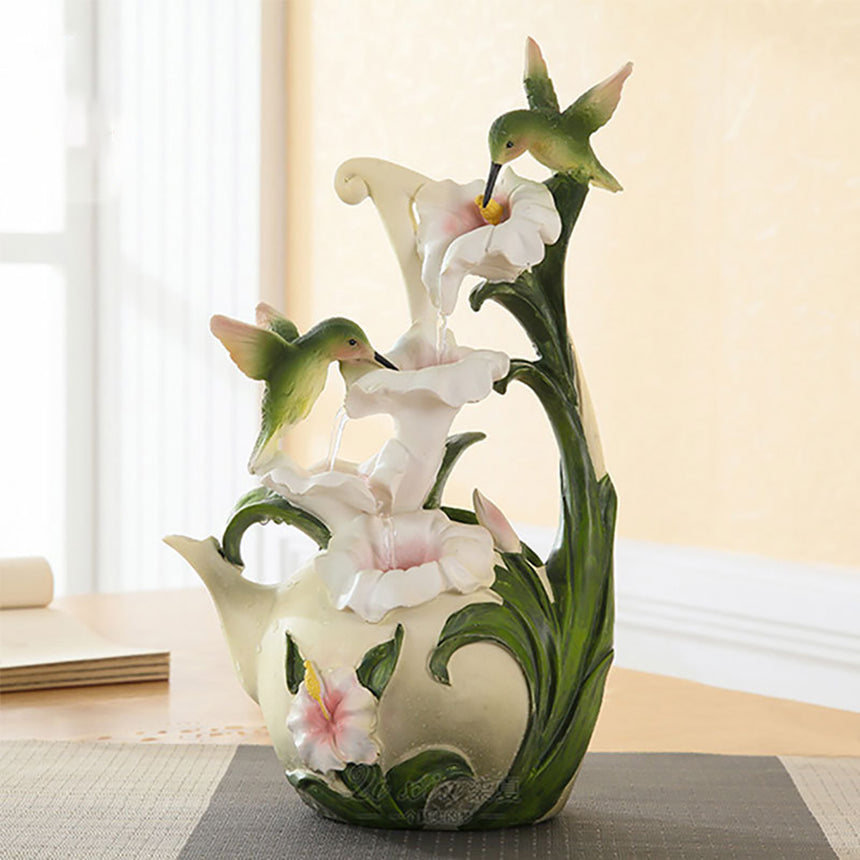 Hummingbird Lily Water Fountain Decoration