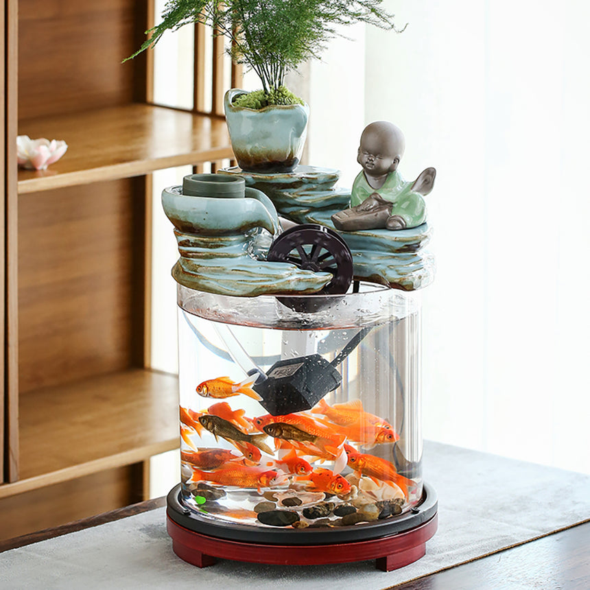 Ceramic Goldfish Tank Living Room Fountain Desktop Flowing Water Ornament, Goldfish Community Tank